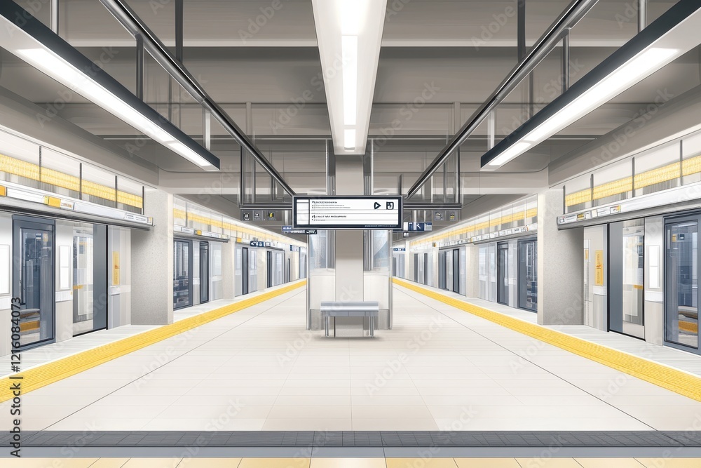 Obraz premium Modern Subway Station Platform Design: Clean Lines and Efficient Transportation System