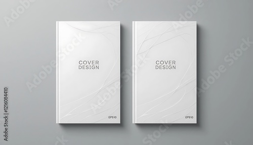 Two minimalist white book cover designs with embossed lines and 'Cover Design' text