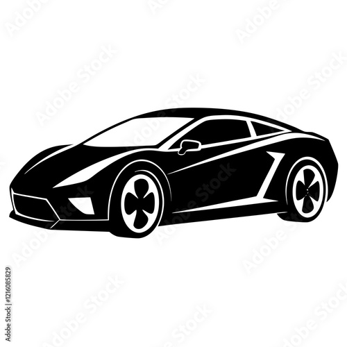 A sleek sports car with a low body and simple curves, vector art.