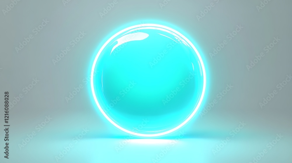 A glowing turquoise circle icon shining against a white canvas A glowing turquoise circle icon shining against a white canvas