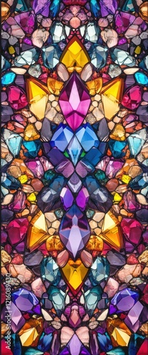 Wallpaper Mural Colorful Gemstone Mosaic, Digital Art, Symmetrical Pattern, Website Background Torontodigital.ca