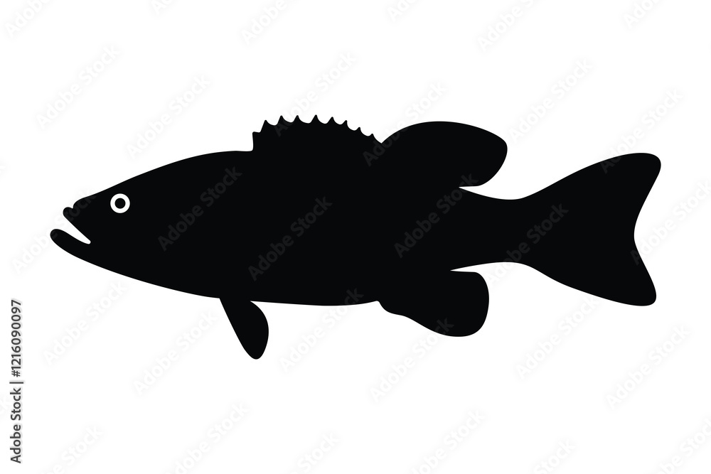 Bass fish silhouette vector design isolated on a white background Bass fish silhouette vector design isolated on a white background