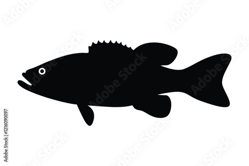 Bass fish silhouette vector design isolated on a white background