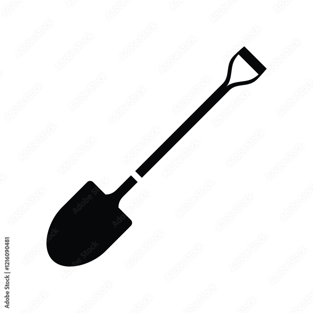 Shovel black and white silhouette flat vector design Shovel black and white silhouette flat vector design