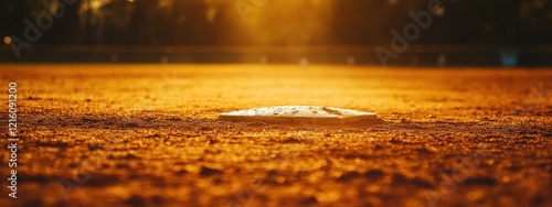 Obraz na płótnie Golden Hour Baseball Field Home Plate Close Up at Sunset w salonie
