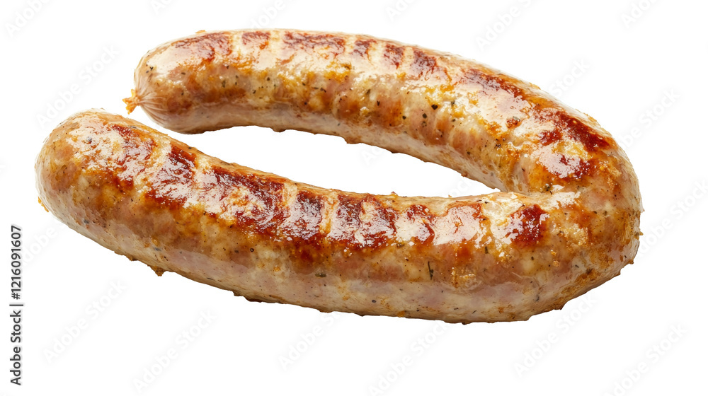 A crispy golden brown, breaded sausage with flatlay view AI generative. A crispy golden brown, breaded sausage with flatlay view AI generative.
