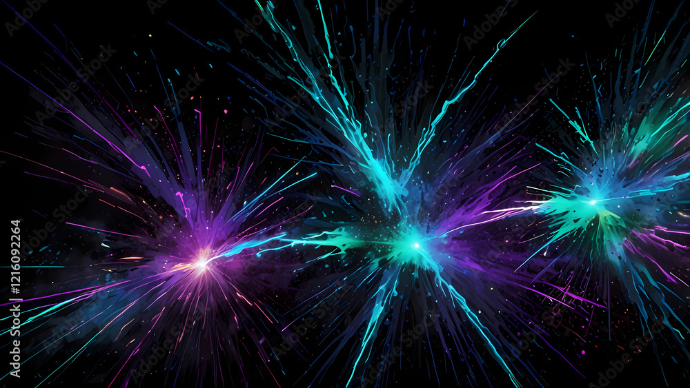 Futuristic Glowing Light Lines in a Dark Starry Background Futuristic Glowing Light Lines in a Dark Starry Background