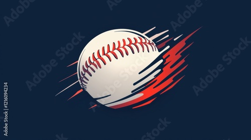 Dynamic Baseball Graphic Fast Moving Ball Red Streaks Sport Design