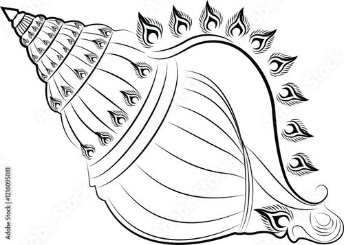 Conch shell / Sankha Marine Mollusc Vector Art Illustration	