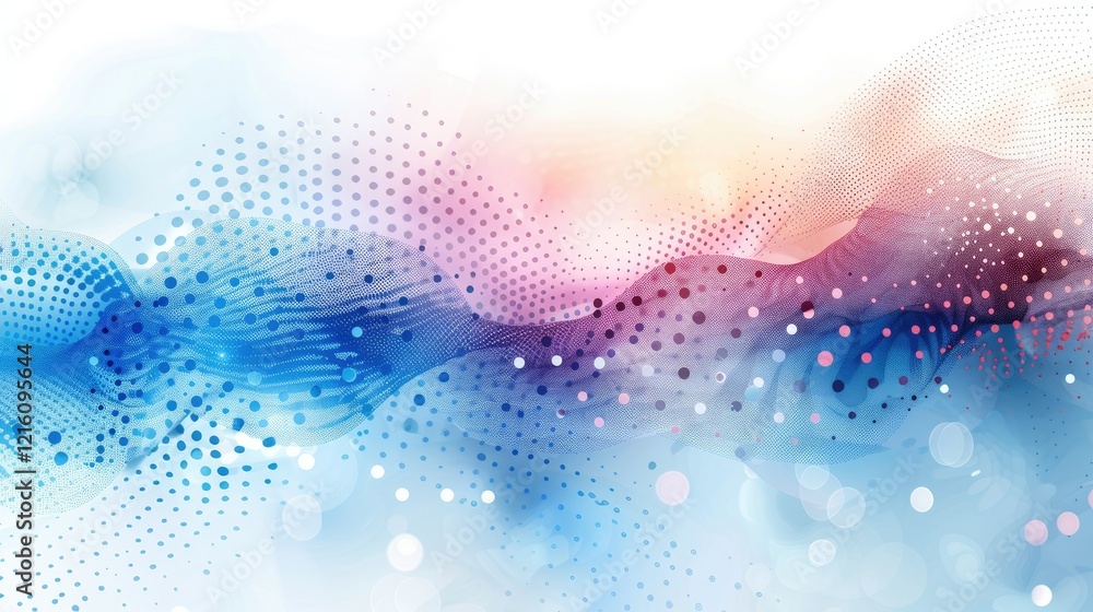 Obraz premium Abstract wave design with soft colors and dotted patterns, suitable for backgrounds or graphics.