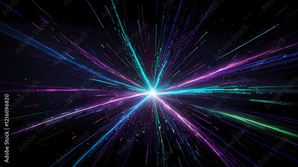 Futuristic Glowing Light Lines in a Dark Starry Background Futuristic Glowing Light Lines in a Dark Starry Background