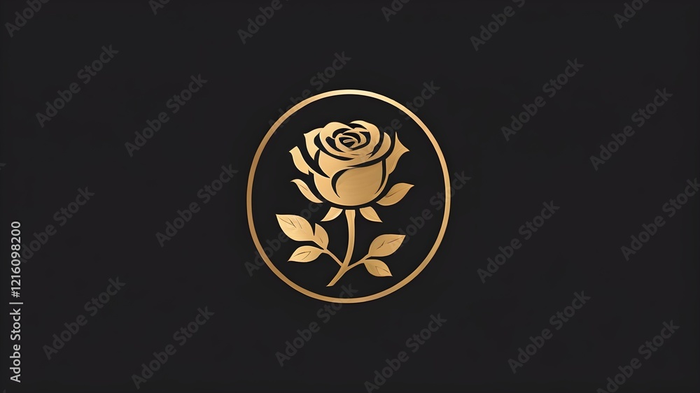 A single gold-foil rose elegantly placed on a matte black background, exuding luxury and sophistication A single gold-foil rose elegantly placed on a matte black background, exuding luxury and sophistication