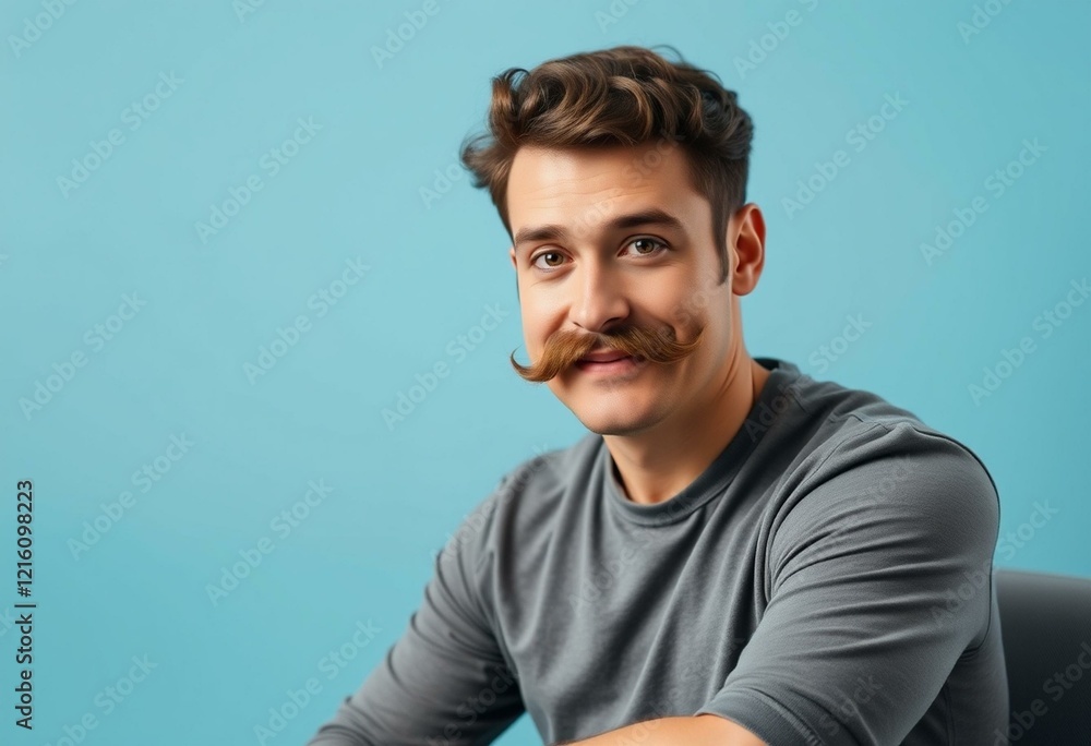 Portrait of a smiling man with a curly moustache