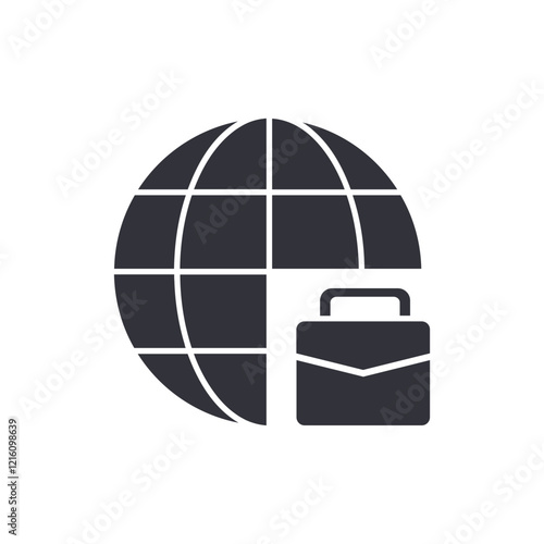 Business trip solid icons, minimalist vector illustration ,simple transparent graphic element .Isolated on white background