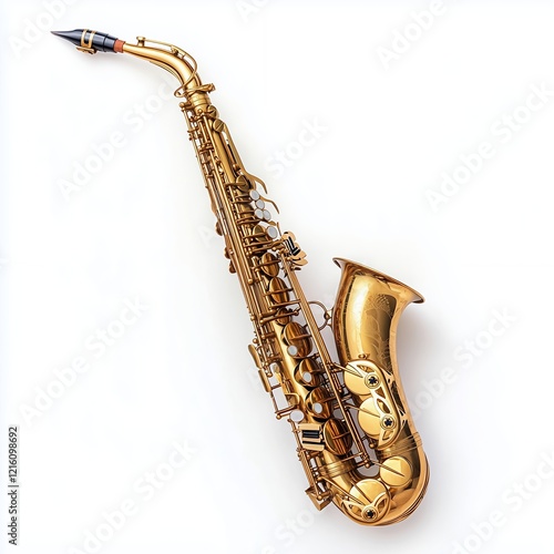 Isolated saxophone on white background.