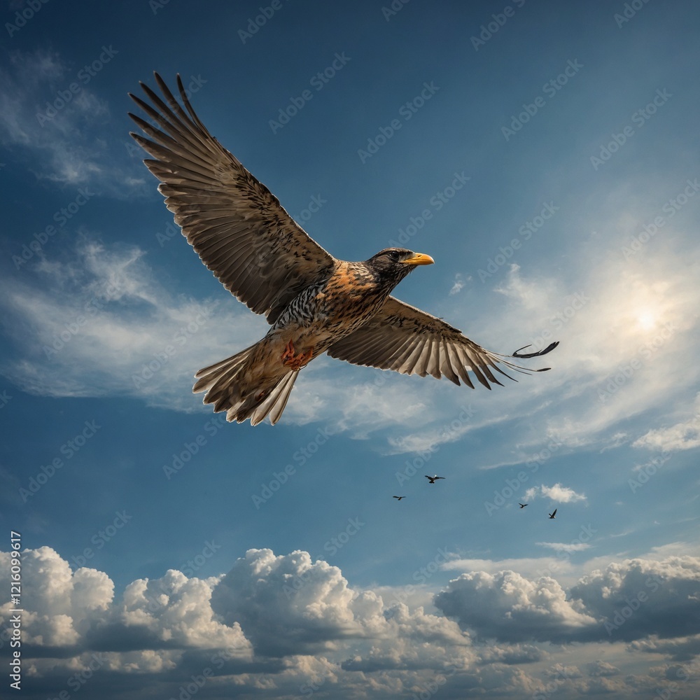 Obraz premium Imagine a bird swooping down from a great height to catch prey before returning to the sky.