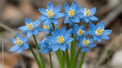 Blue Spring Starflowers: A Serene Floral Cluster in Soft Focus photo