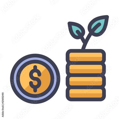 investment money coin filled style