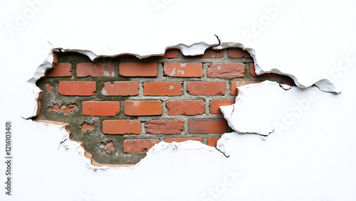 a wall with a big hole in it.