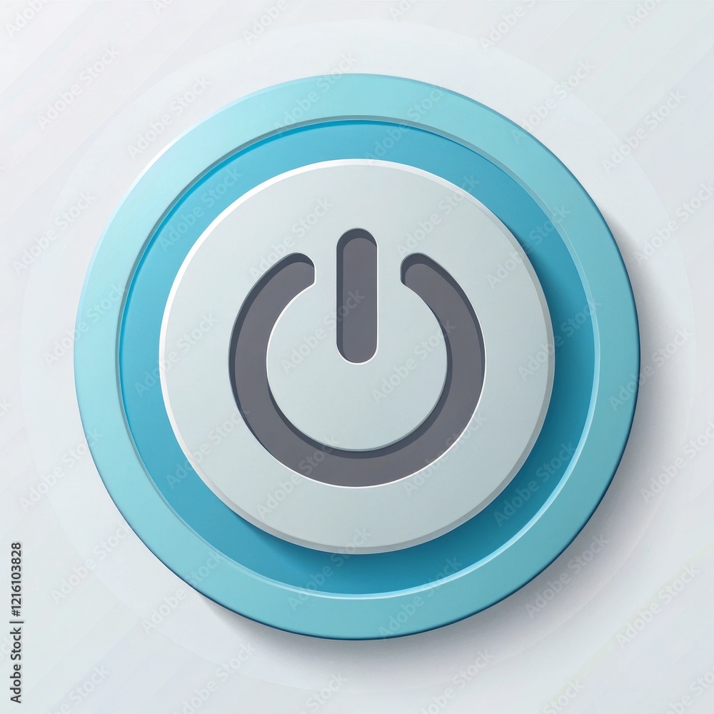 Circular Power Button Blue Gradient, 3D Design, OnOff Concept, Vector Illustration Power button, UI design Circular Power Button Blue Gradient, 3D Design, OnOff Concept, Vector Illustration Power button, UI design