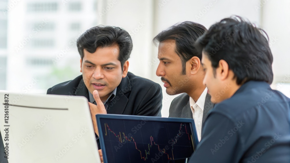Indian Business Professionals Conducting Market Analysis - Indian business professionals analyzing market data and trends in a modern office environment.
Indian Business Professionals Conducting Market Analysis - Indian business professionals analyzing market data and trends in a modern office environment.