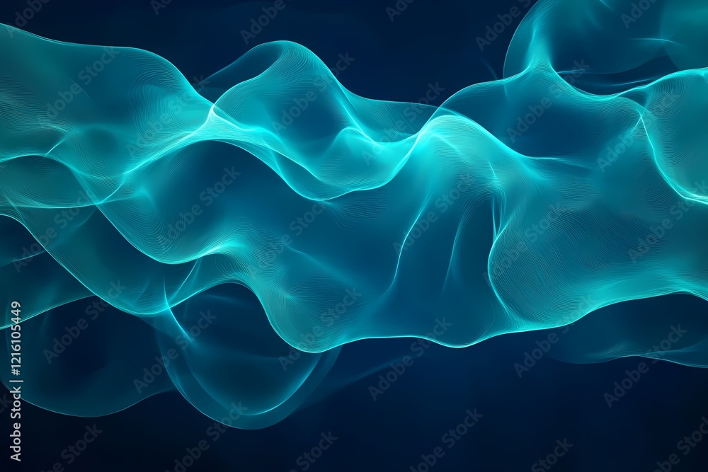 Abstract Teal Wave Flowing Design Abstract Teal Wave Flowing Design