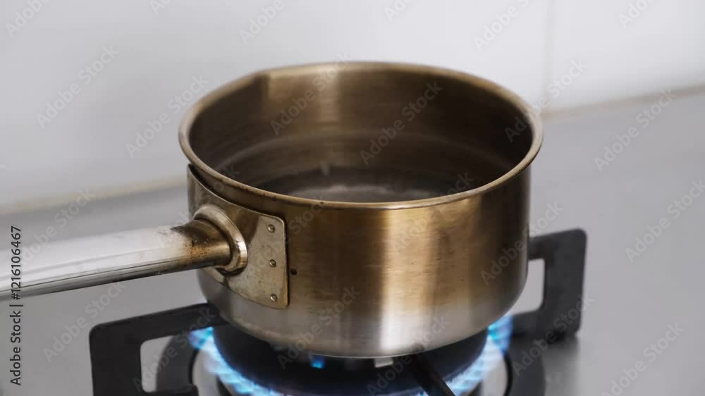 Boiled water in stainless steel saucepan
Boiled water in stainless steel saucepan