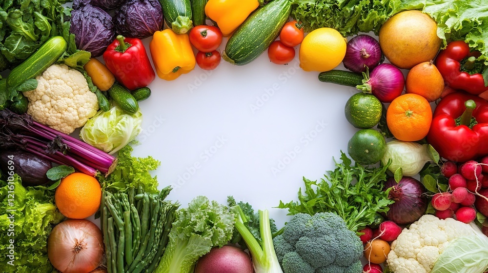 Colorful Fresh Vegetables Circle Frame Background Illustration Colorful Fresh Vegetables Circle Frame Background Illustration