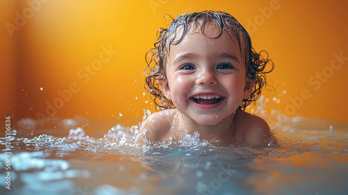 Joyful Toddler Swimming: A Happy Child's Summer Fun in the Pool photo