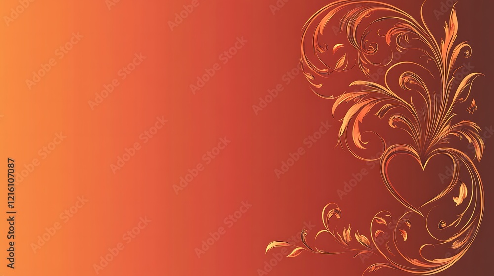 Orange Floral Design Featuring a Heart Shape Orange Floral Design Featuring a Heart Shape