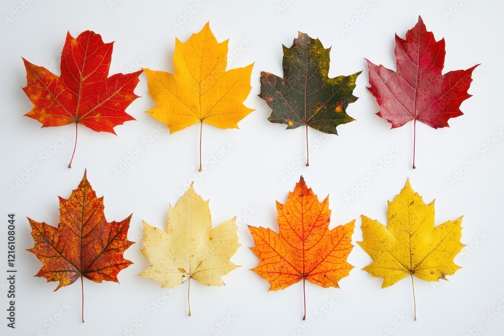Autumn Maple Leaf Collection, White Background, Seasonal Design Autumn Maple Leaf Collection, White Background, Seasonal Design