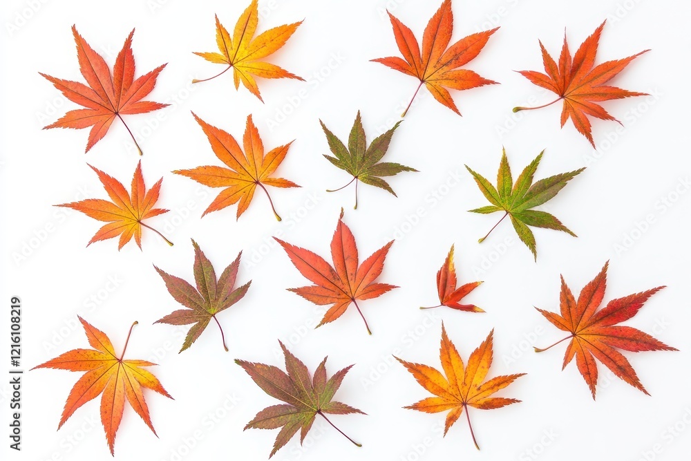 Autumn Maple Leaves Arranged on White Background (3) Autumn Maple Leaves Arranged on White Background (3)