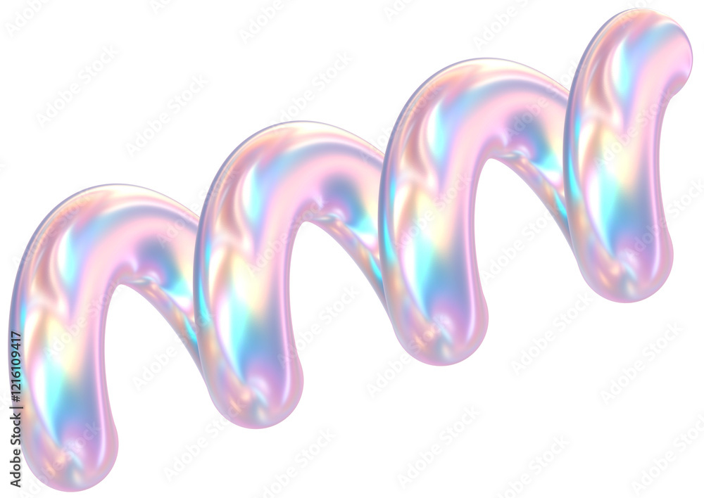 Fototapeta premium 3D Rendering Holographic Pastel Twisted Spiral Glossy Illustration
