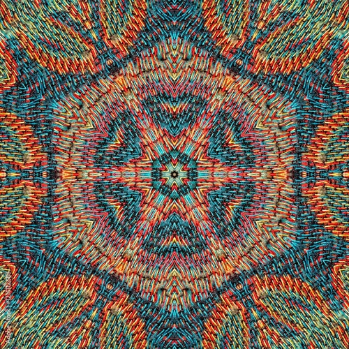 Bild auf Leinwand Traditional mixed Embroidery design combined with vicuna and cashmere wool