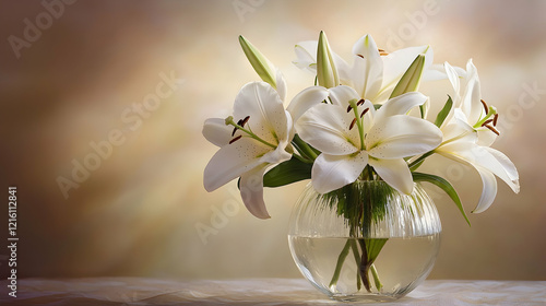 Wallpaper Mural White lilies in a glass vase with soft lighting Torontodigital.ca