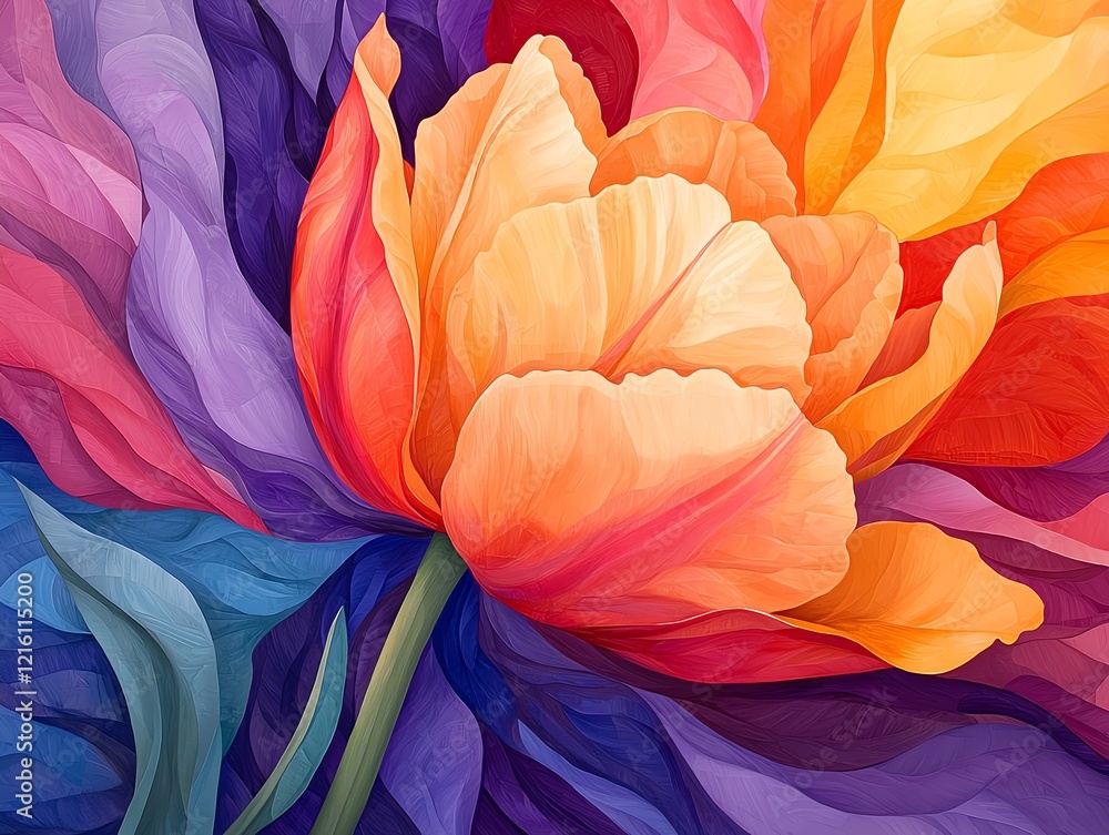 custom made wallpaper toronto digitalTulip bloom cycle, highlighting the transition from bud to full bloom in vivid detail