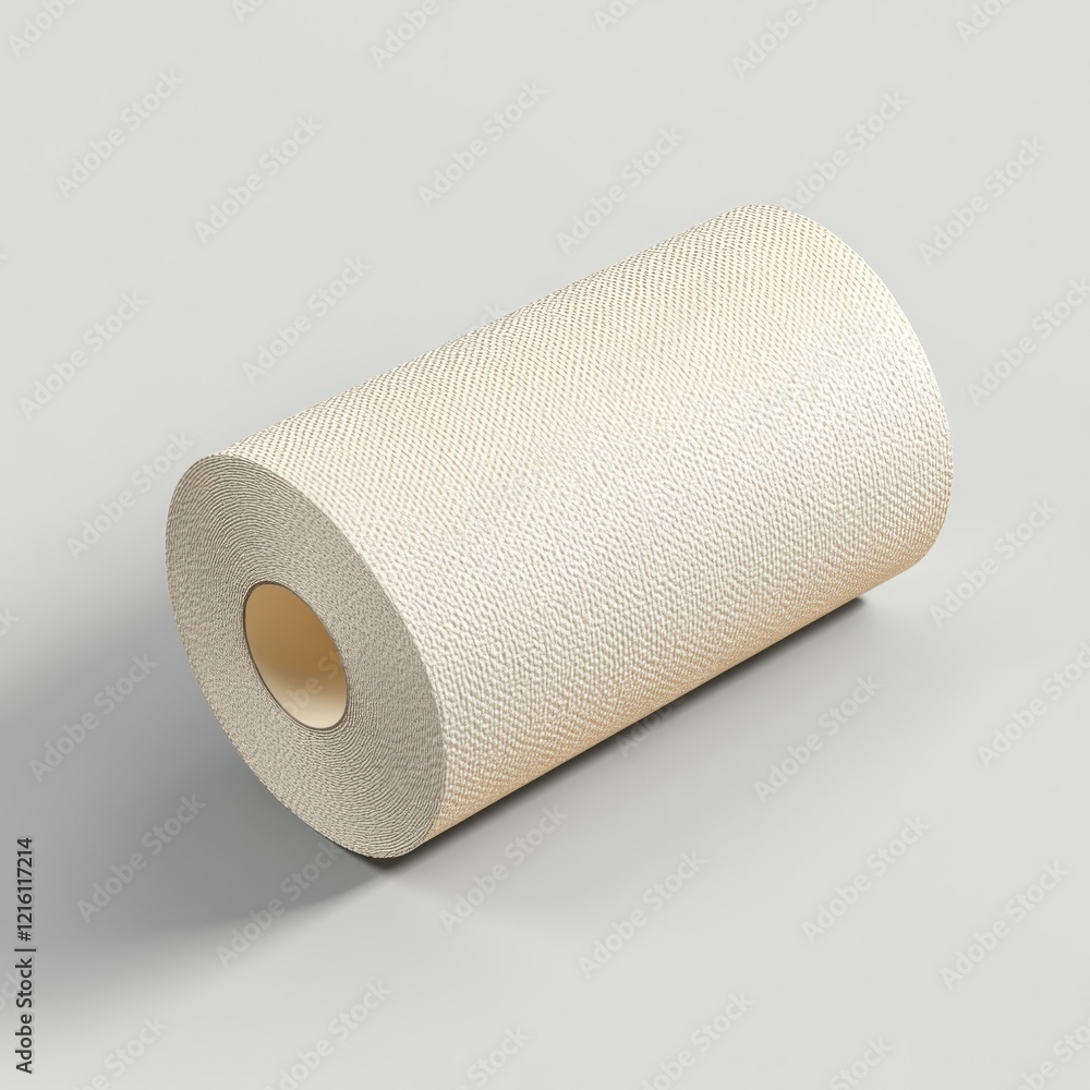 Fototapeta premium Paper towel roll on neutral background, studio shot, cleaning supplies