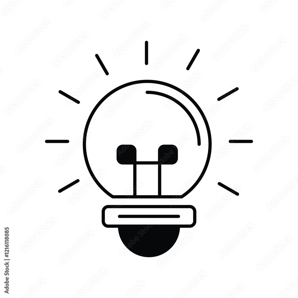 Light Bulb glyph icon with white background vector stock illustration Light Bulb glyph icon with white background vector stock illustration