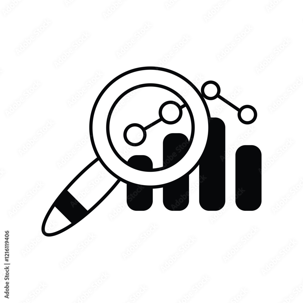 Research glyph icon with white background vector stock illustration Research glyph icon with white background vector stock illustration
