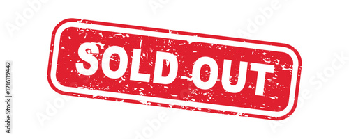 Sold Out stamp, Rounded Rectangle sale vintage red Grunge sign rubber label. Sold vector icon isolate on white background
