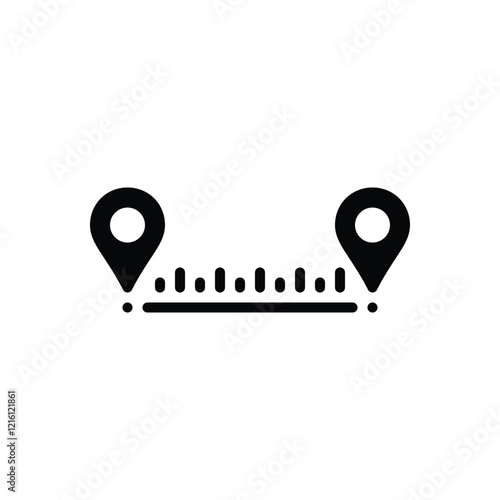 Black solid icon for distance