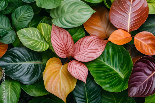 Wallpaper Mural Vibrant tropical foliage background, diverse leaf textures and colors. Ideal for design projects Torontodigital.ca