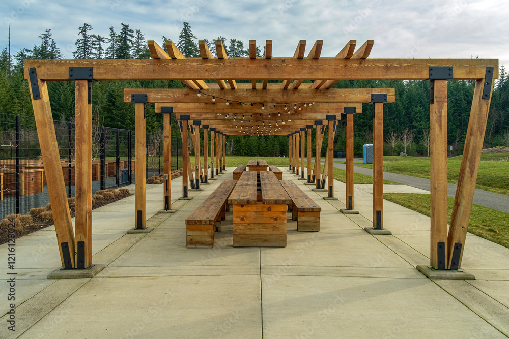 Picnic place in Discovery park Tehaleh WA. Picnic place in Discovery park Tehaleh WA.