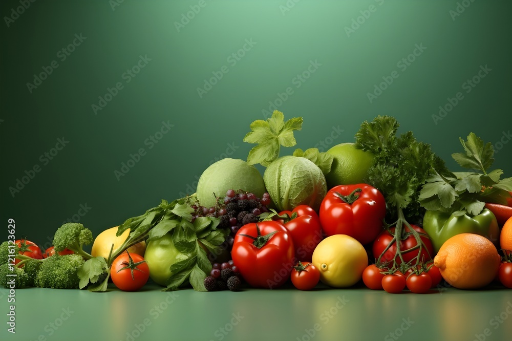 fruits and vegetables on the table with copyspace fruits and vegetables on the table with copyspace