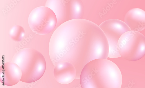 Abstract liquid bubbles color flying in the middle on solid color background. Realistic vector in 3d illustration.