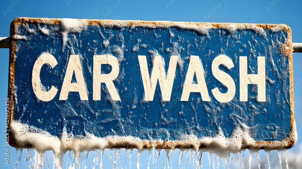 Fototapeta premium Sparkling clean journeys await at the bustling car wash under a bright sky