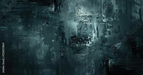 Abstract dark textured artwork with layered brush strokes and a moody atmosphere.