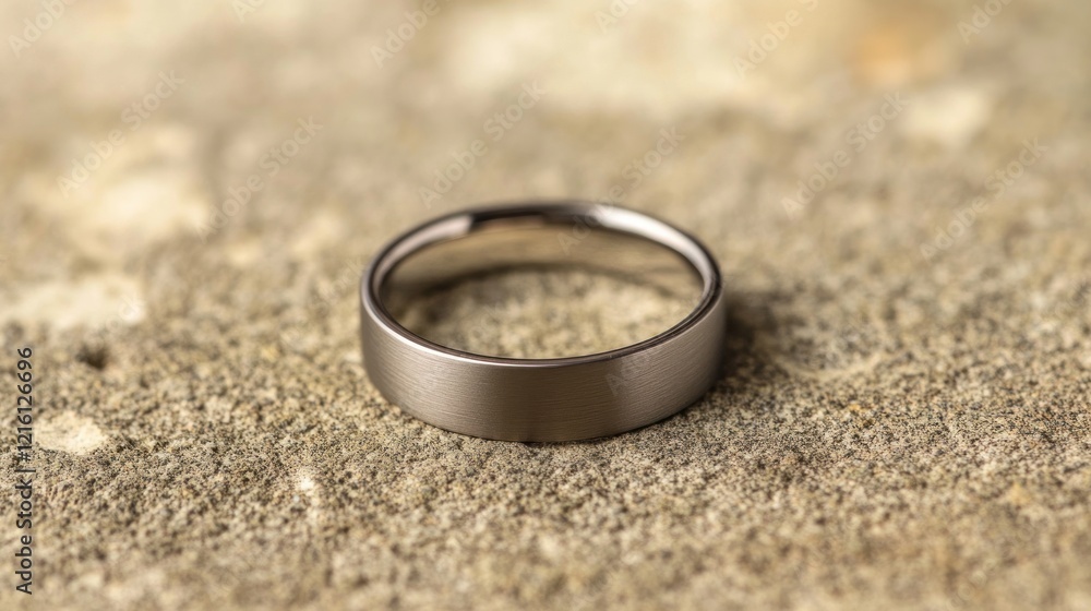 Brushed Metal Ring on Textured Surface Brushed Metal Ring on Textured Surface