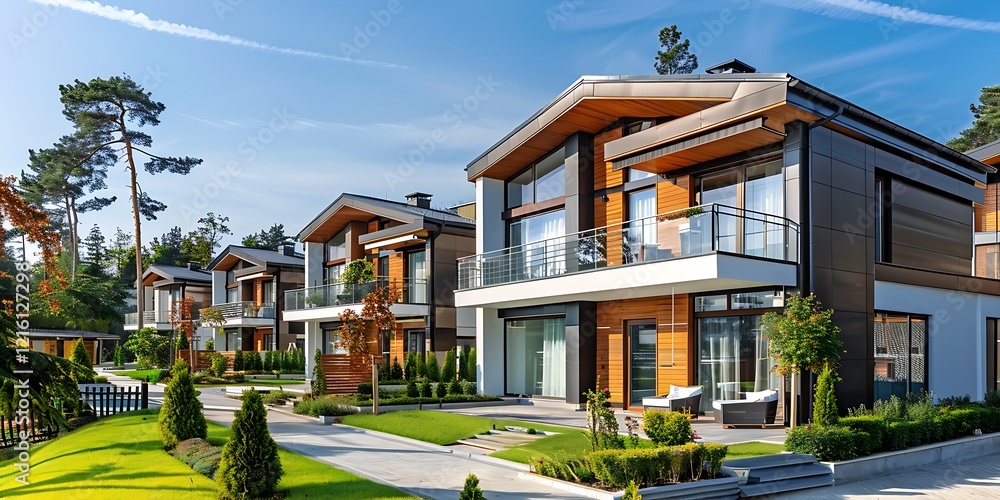 Fototapeta premium New house for rent or sell. Real estate concept