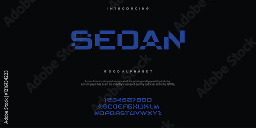 Sedan custom Abstract minimal modern alphabet fonts. Typography technology vector illustration